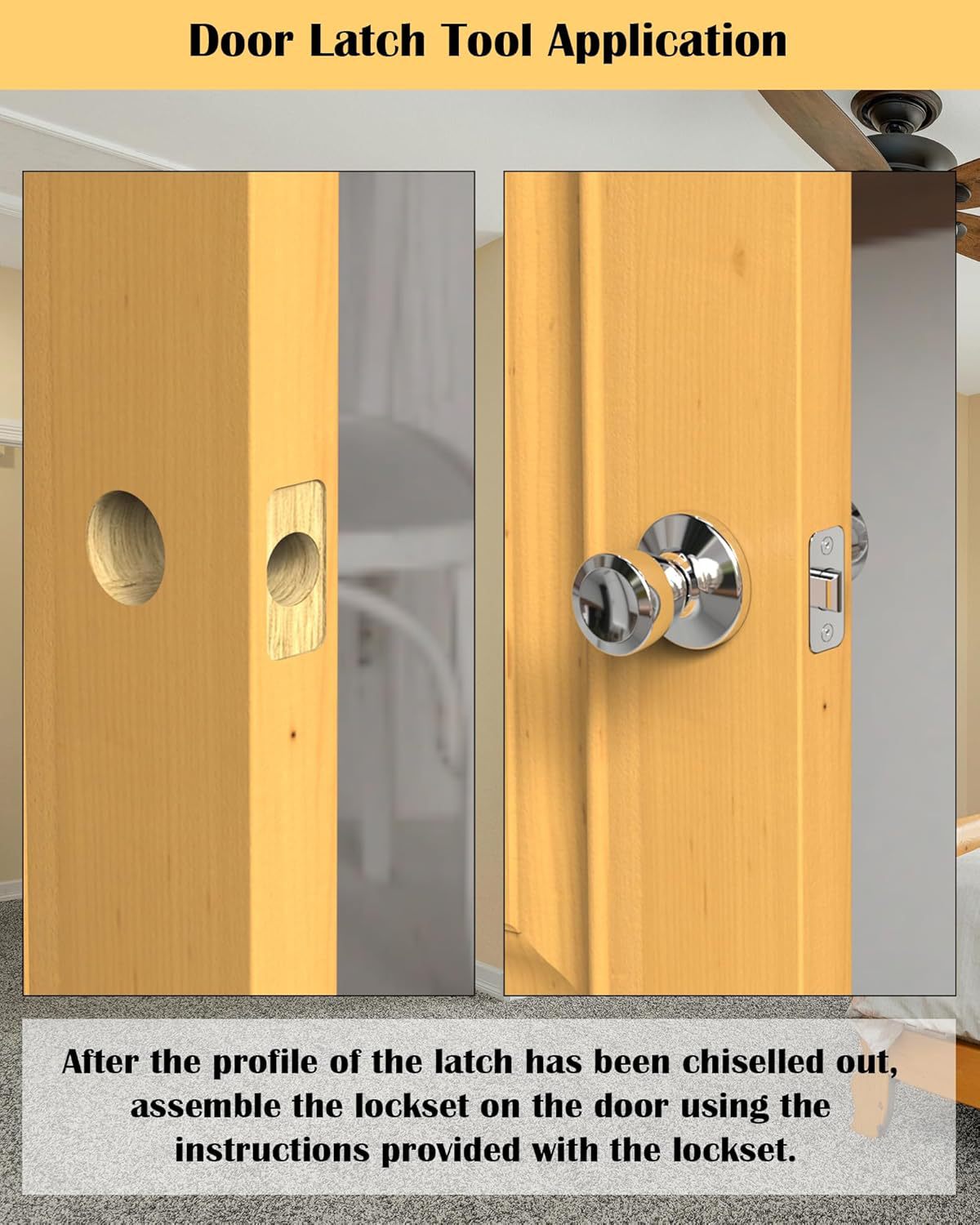 Door Latch Mortise Tool kit helps remove materials and install door latches.