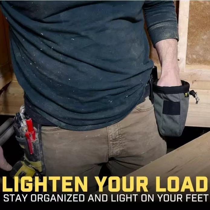 Portable nylon pull-out tool bag with leather strap - practical tools