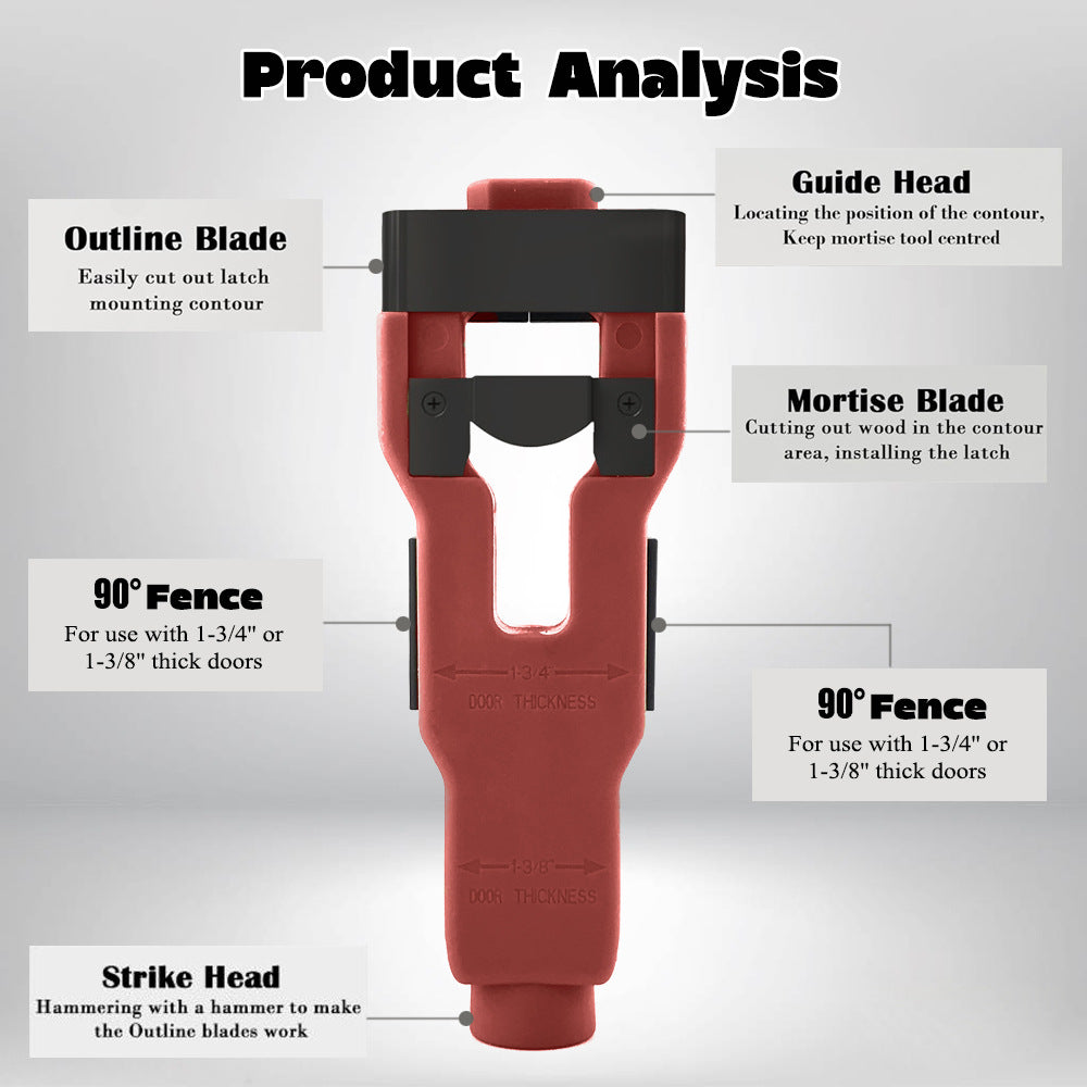 Door Latch Mortise Tool kit helps remove materials and install door latches.
