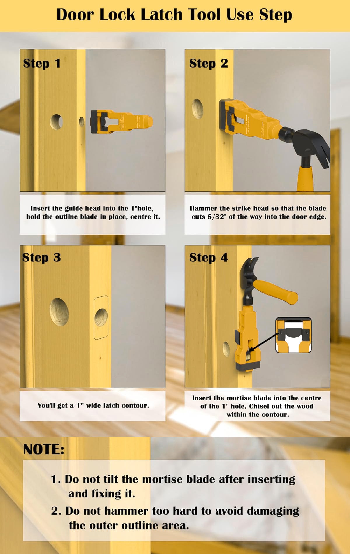 Door Latch Mortise Tool kit helps remove materials and install door latches.
