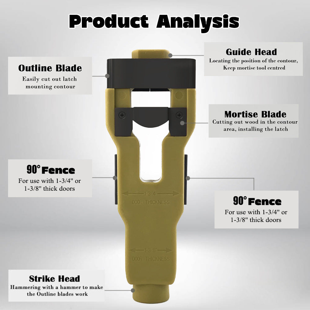 Door Latch Mortise Tool kit helps remove materials and install door latches.