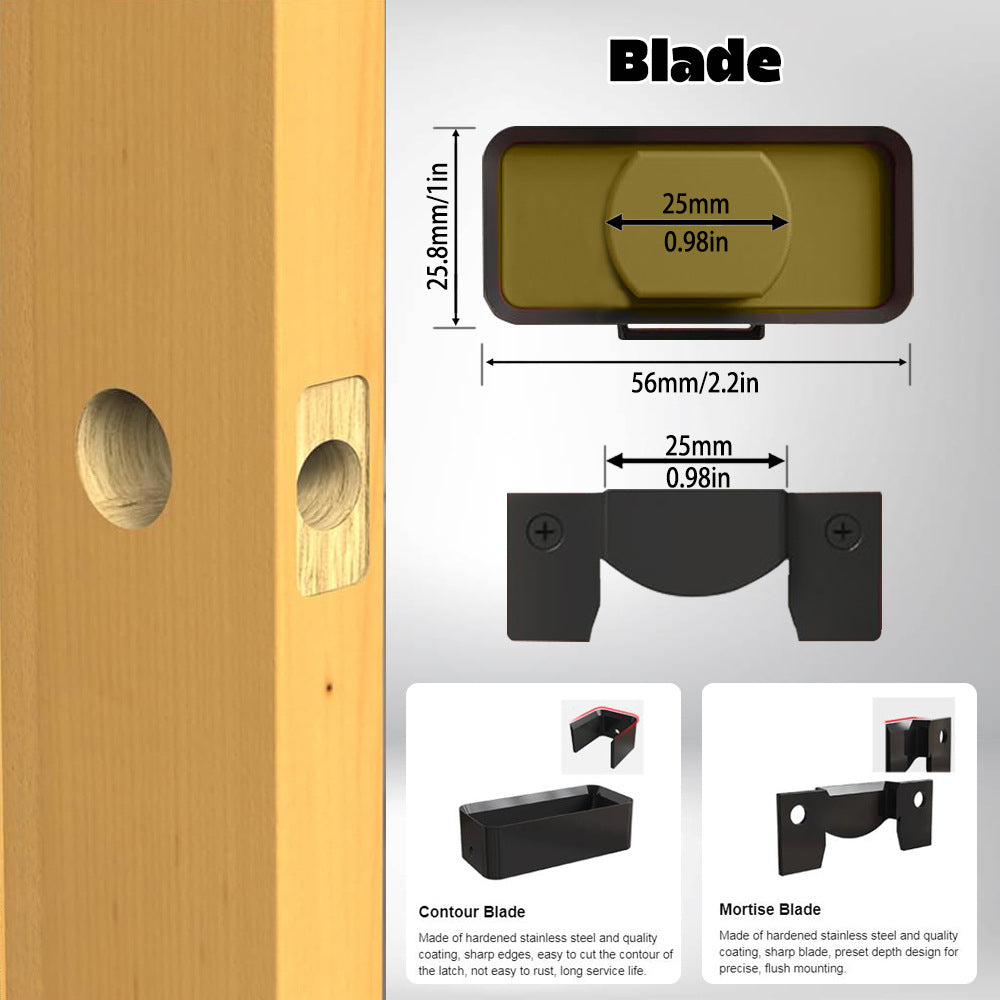 Door Latch Mortise Tool kit helps remove materials and install door latches.