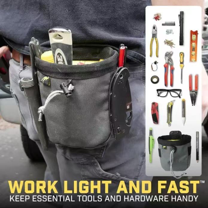 Portable nylon pull-out tool bag with leather strap - practical tools